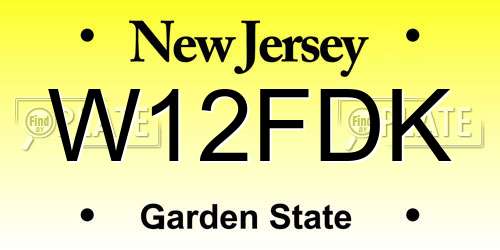 W12FDK New Jersey License Plate