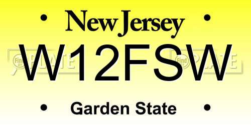 W12FSW New Jersey License Plate
