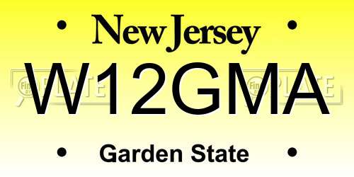 W12GMA New Jersey License Plate