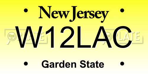 W12LAC New Jersey License Plate