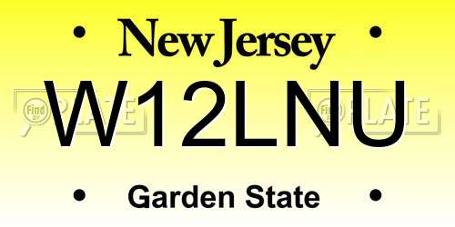 W12LNU New Jersey License Plate
