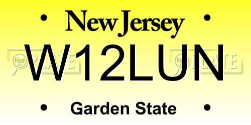 W12LUN New Jersey License Plate