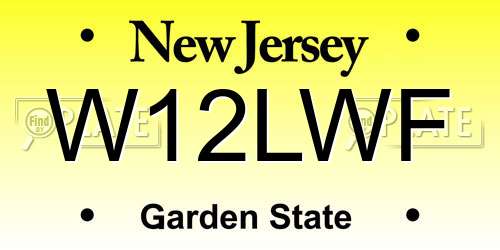 W12LWF New Jersey License Plate