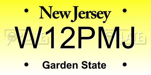 W12PMJ New Jersey License Plate