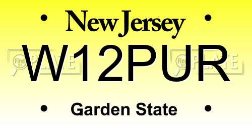 W12PUR New Jersey License Plate