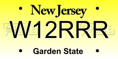 W12RRR New Jersey License Plate