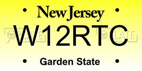 W12RTC New Jersey License Plate