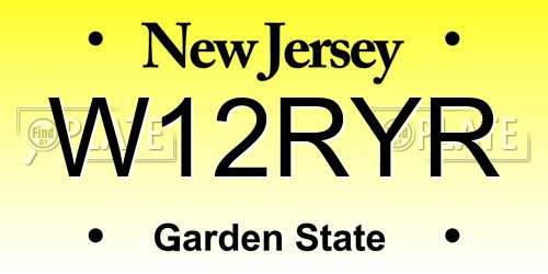 W12RYR New Jersey License Plate