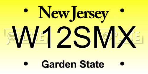 W12SMX New Jersey License Plate