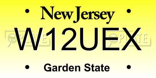W12UEX New Jersey License Plate