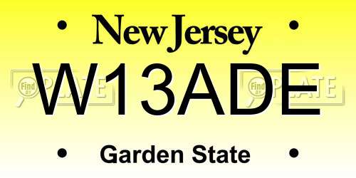 W13ADE New Jersey License Plate