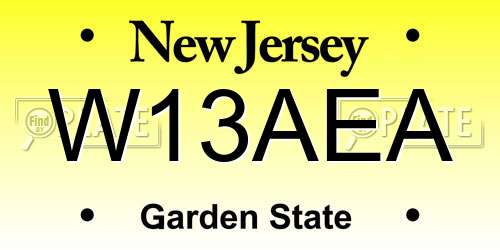 W13AEA New Jersey License Plate