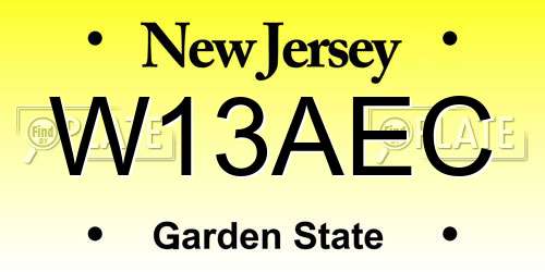 W13AEC New Jersey License Plate