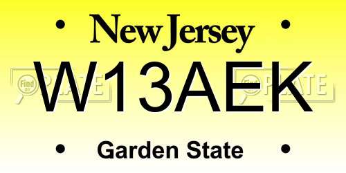 W13AEK New Jersey License Plate