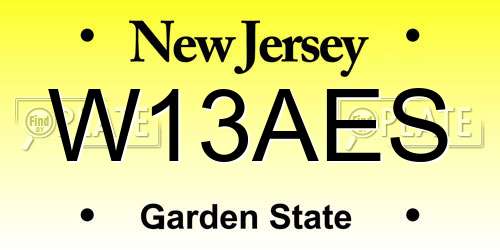 W13AES New Jersey License Plate