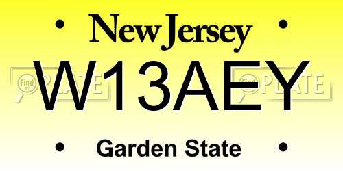 W13AEY New Jersey License Plate