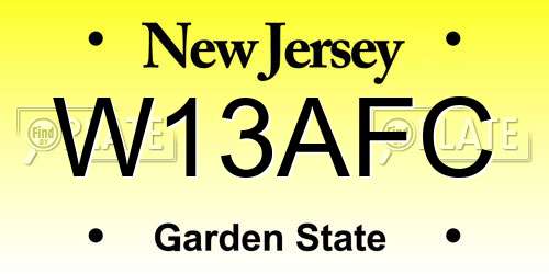 W13AFC New Jersey License Plate
