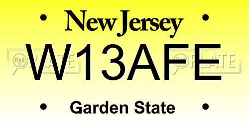 W13AFE New Jersey License Plate
