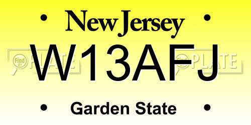 W13AFJ New Jersey License Plate