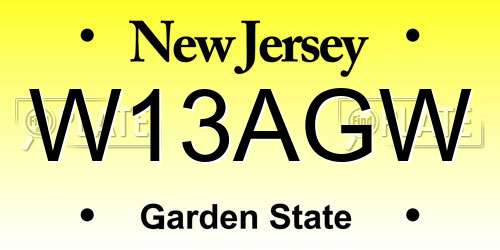 W13AGW New Jersey License Plate