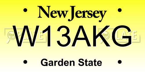 W13AKG New Jersey License Plate