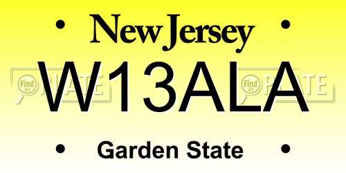 W13ALA New Jersey License Plate