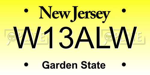 W13ALW New Jersey License Plate