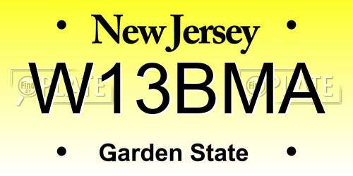 W13BMA New Jersey License Plate