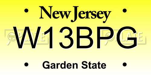 W13BPG New Jersey License Plate