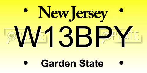 W13BPY New Jersey License Plate