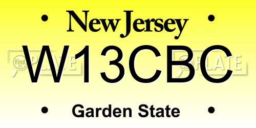 W13CBC New Jersey License Plate