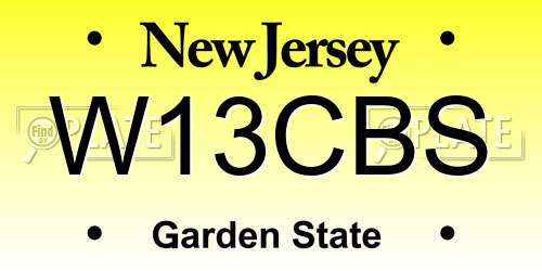 W13CBS New Jersey License Plate
