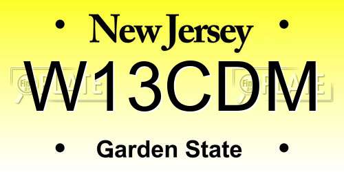 W13CDM New Jersey License Plate