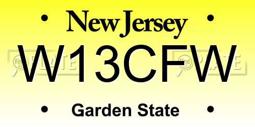 W13CFW New Jersey License Plate