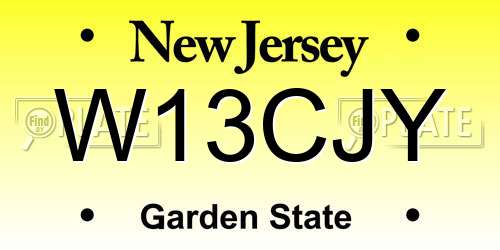 W13CJY New Jersey License Plate