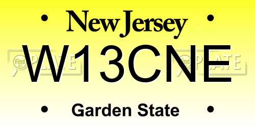 W13CNE New Jersey License Plate