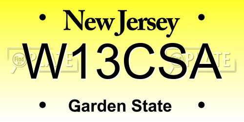 W13CSA New Jersey License Plate