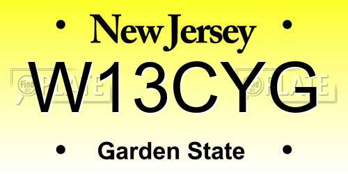 W13CYG New Jersey License Plate
