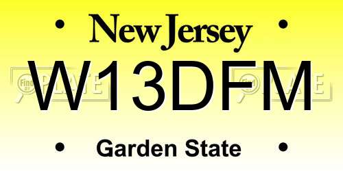 W13DFM New Jersey License Plate