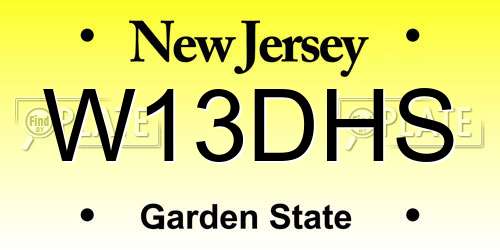 W13DHS New Jersey License Plate