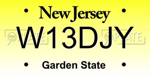 W13DJY New Jersey License Plate