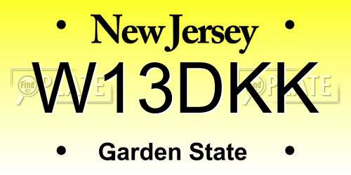 W13DKK New Jersey License Plate
