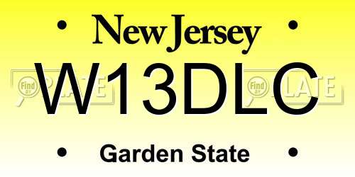 W13DLC New Jersey License Plate