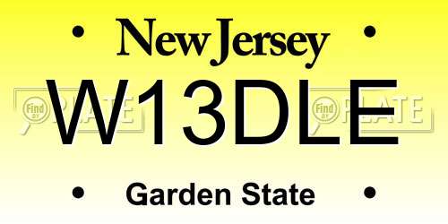 W13DLE New Jersey License Plate