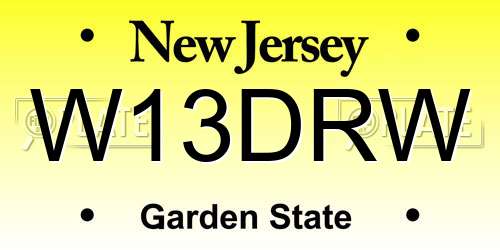 W13DRW New Jersey License Plate