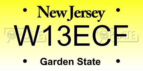 W13ECF New Jersey License Plate