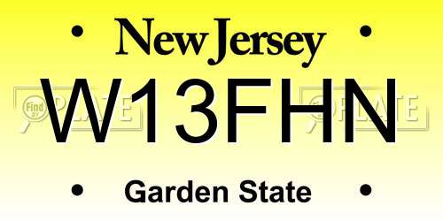 W13FHN New Jersey License Plate