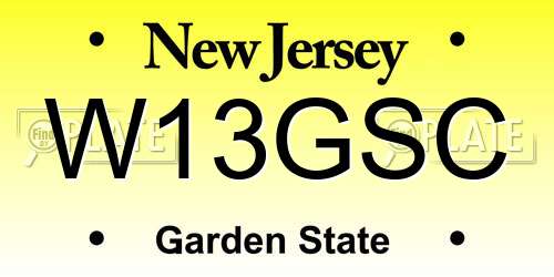 W13GSC New Jersey License Plate