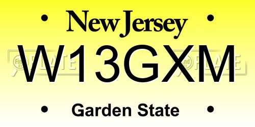 W13GXM New Jersey License Plate