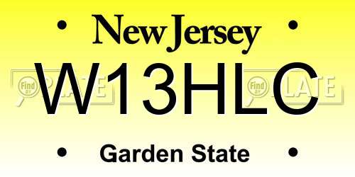 W13HLC New Jersey License Plate